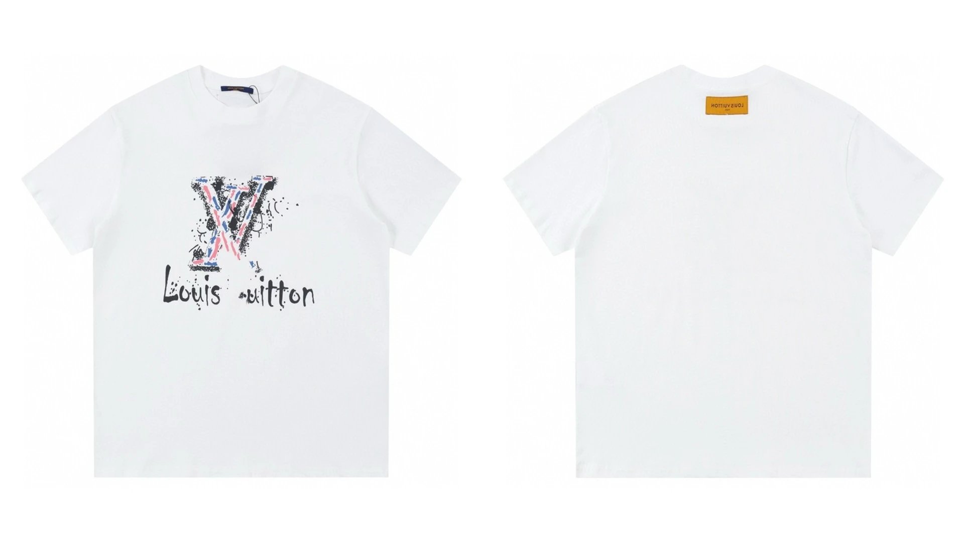 Louis Vuitton Graffiti Collection Street Style White T-shirt