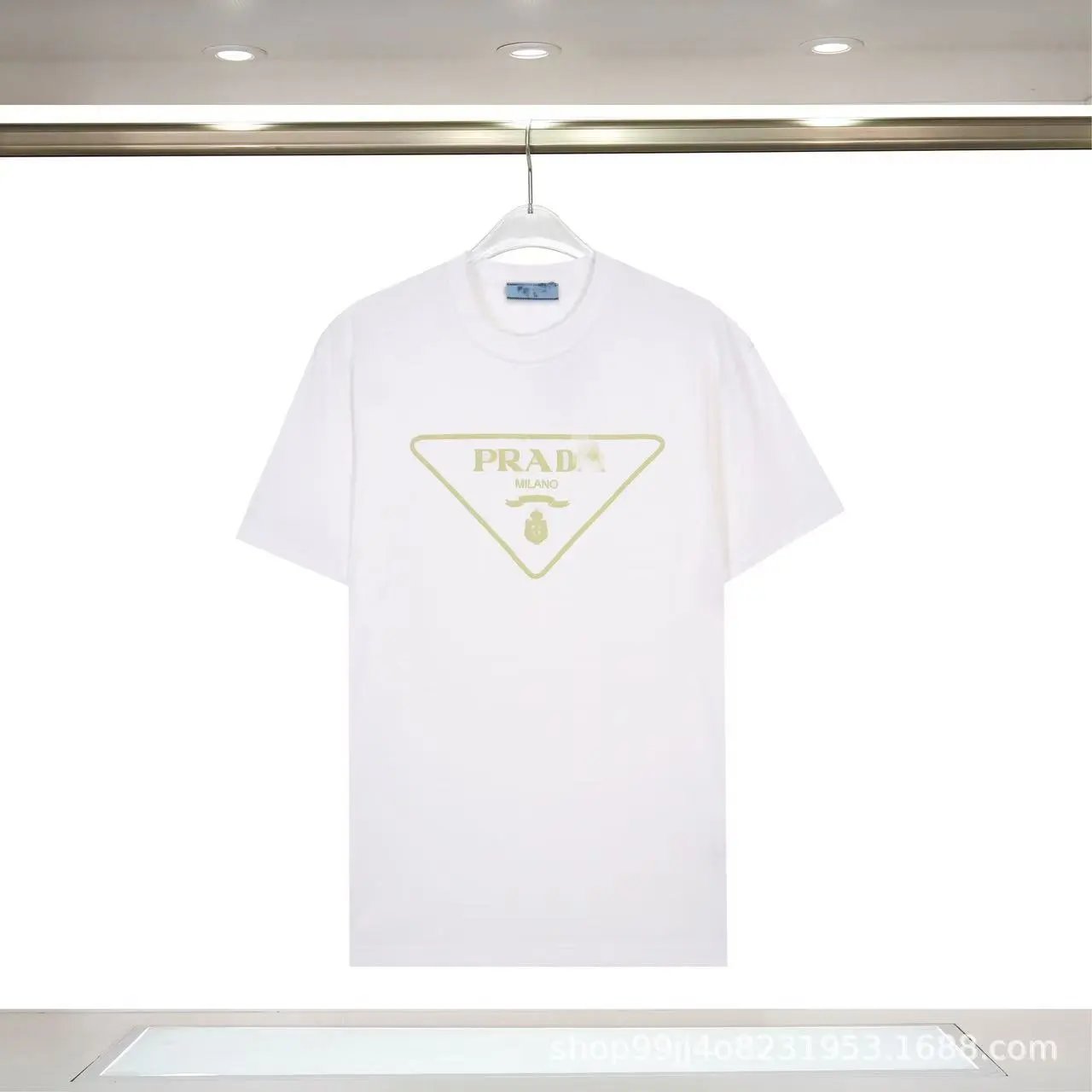 Prada Triangle Logo Casual Style White Short-sleeve T-shirt