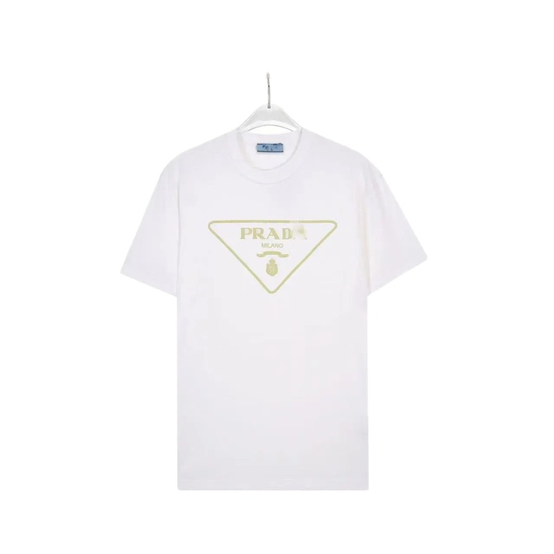 Prada Triangle Logo Casual Style White Short-sleeve T-shirt
