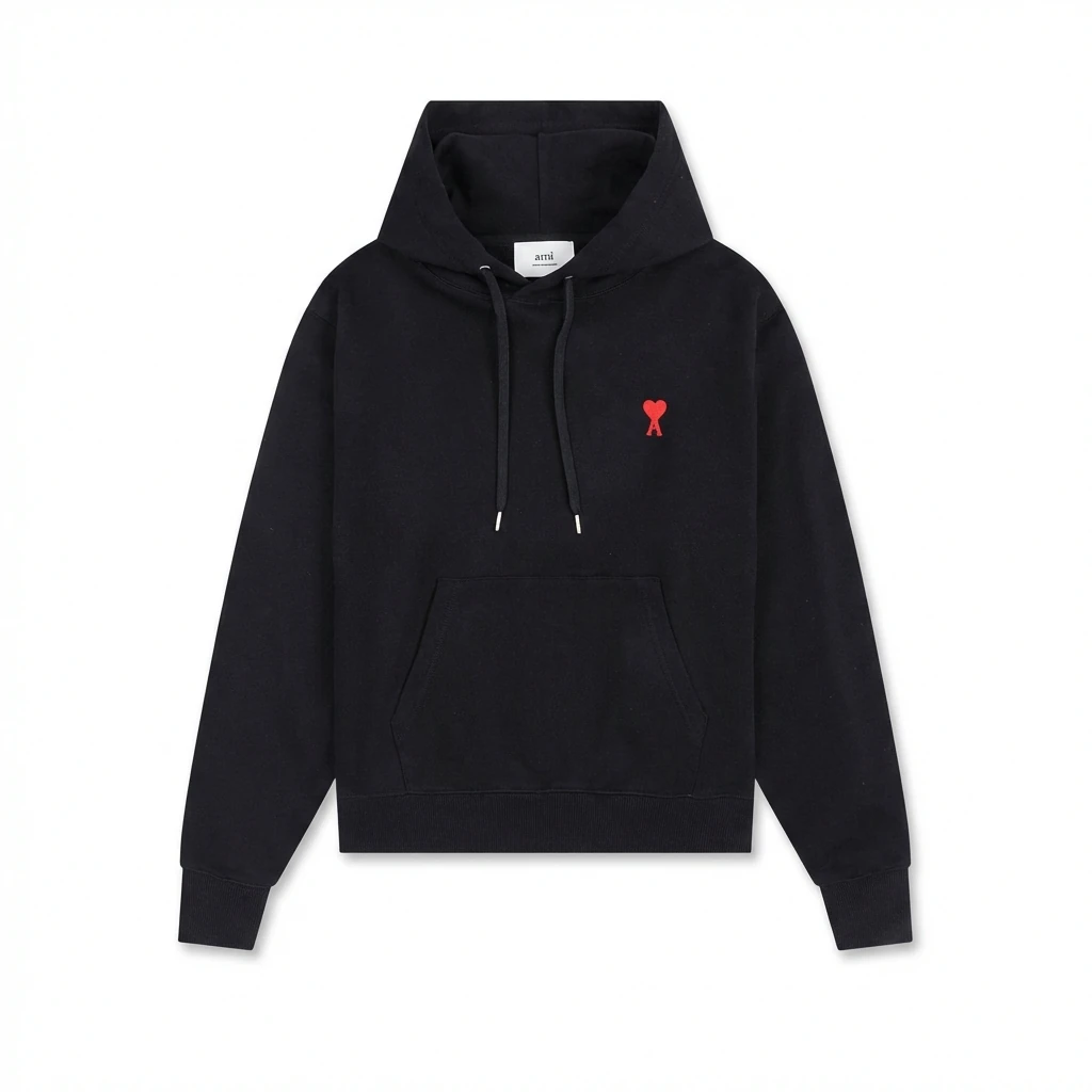 AMI Love Embroidery Trendy Brand Black Sweatshirt