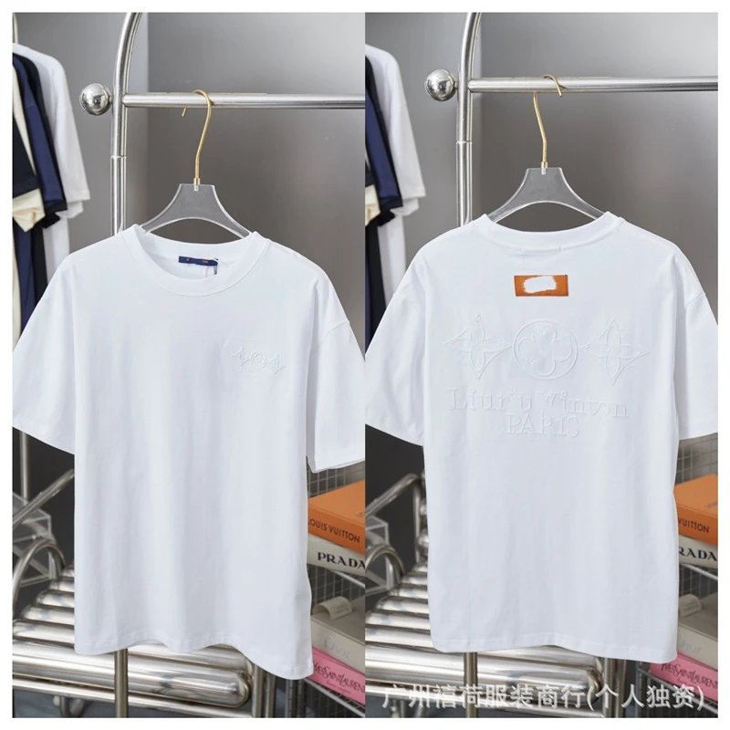 Louis Vuitton Embossed Trendy Style White T-Shirt