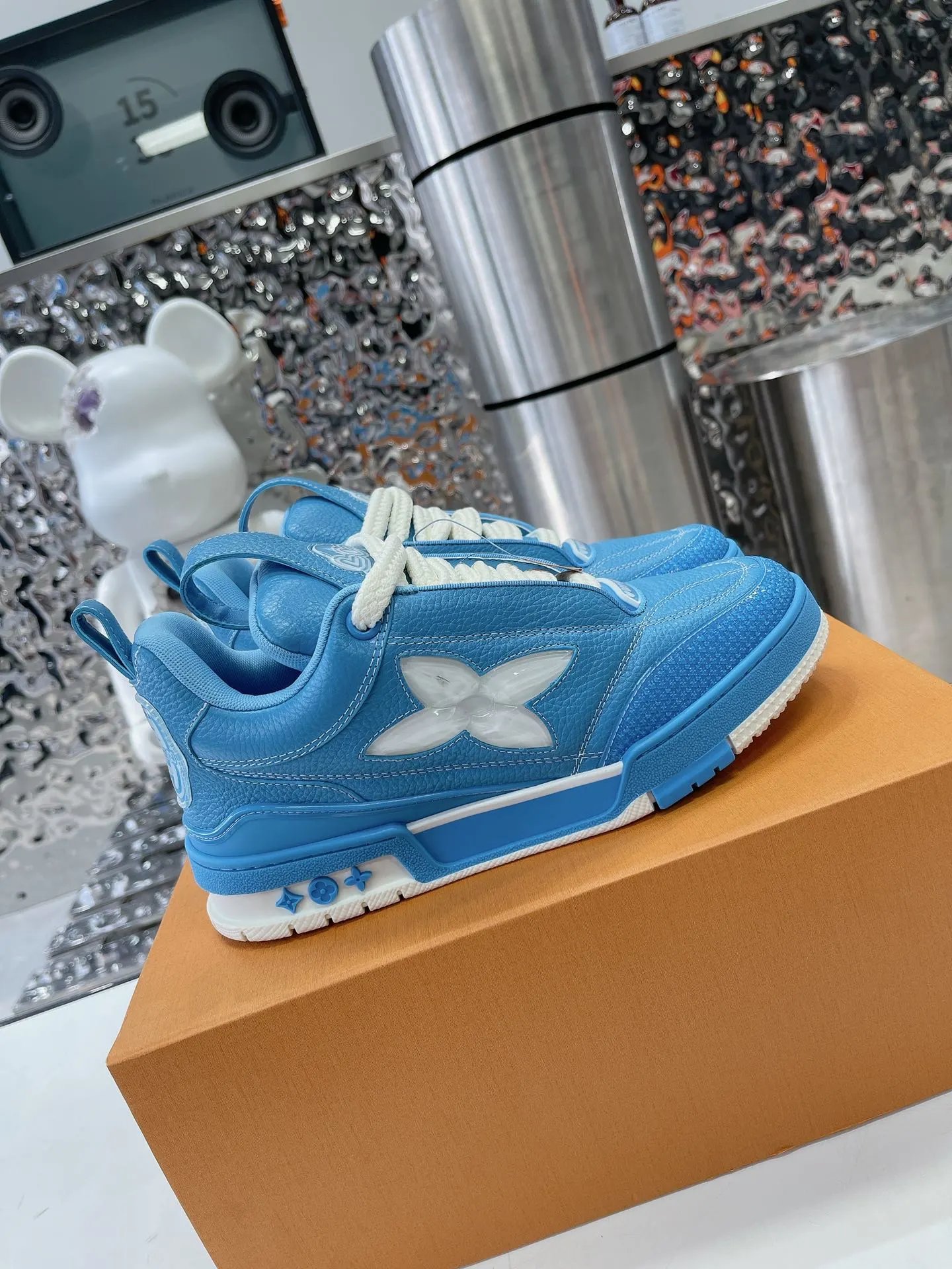 Louis Vuitton Blue Low-top Sneaker with Bright Blue Low-top on Branded for Photo Ready Styling