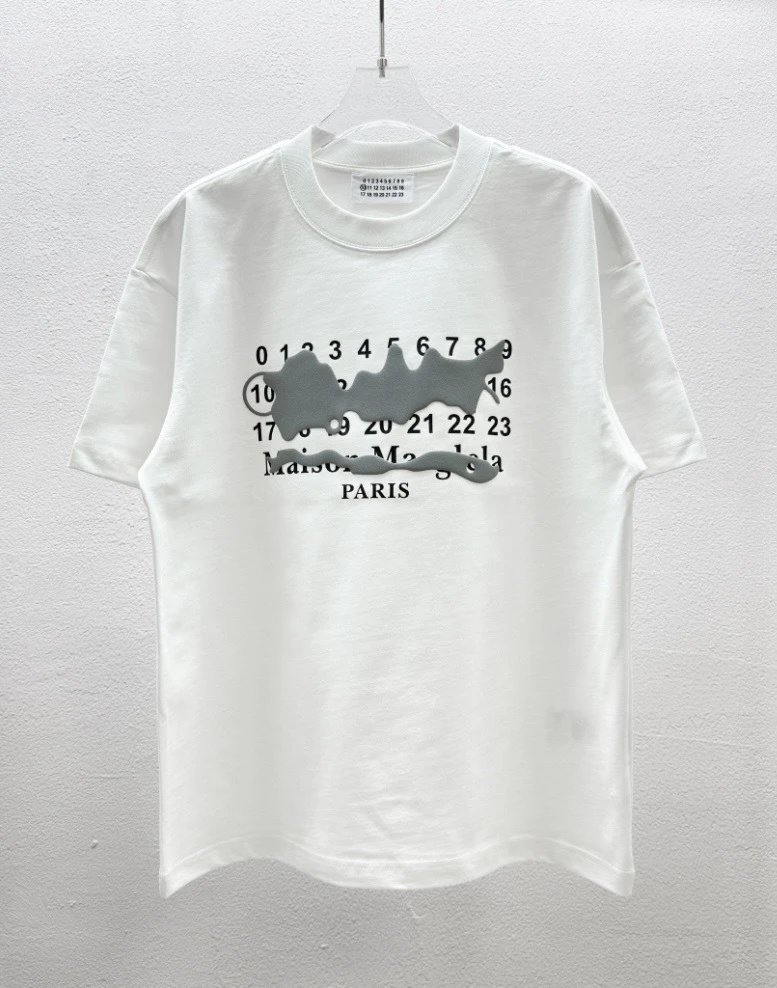Maison Margiela Digital Graffiti Street Style White T-Shirt