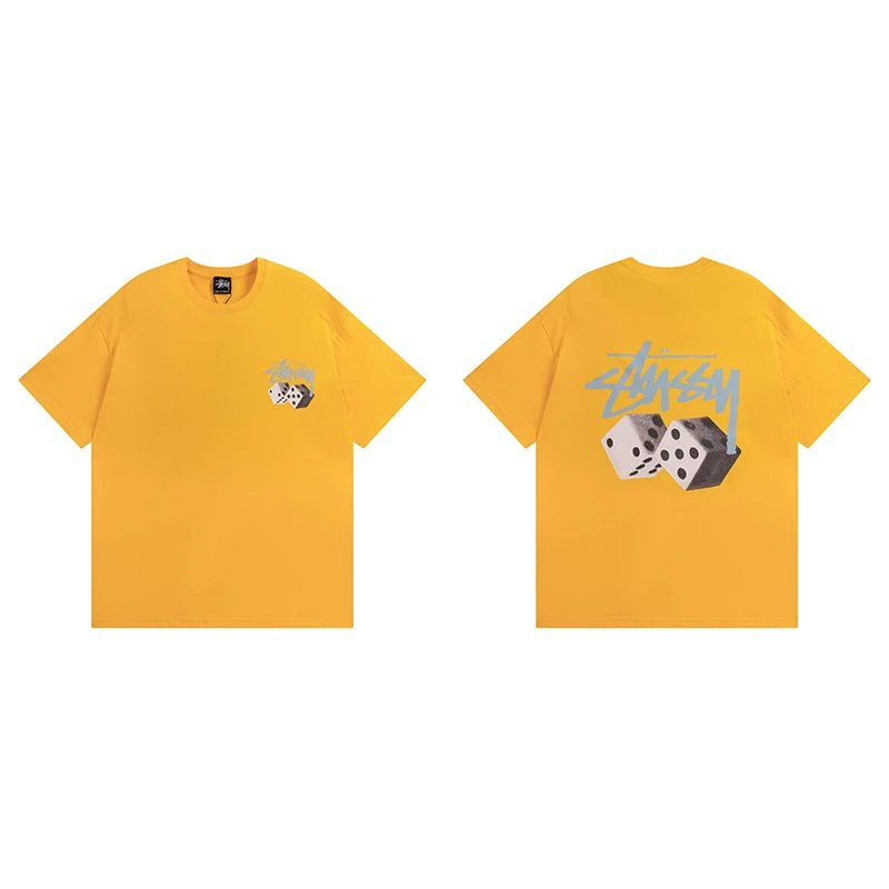 Stussy Yellow Spider Graphic T-Shirt Summer Styling Logo
