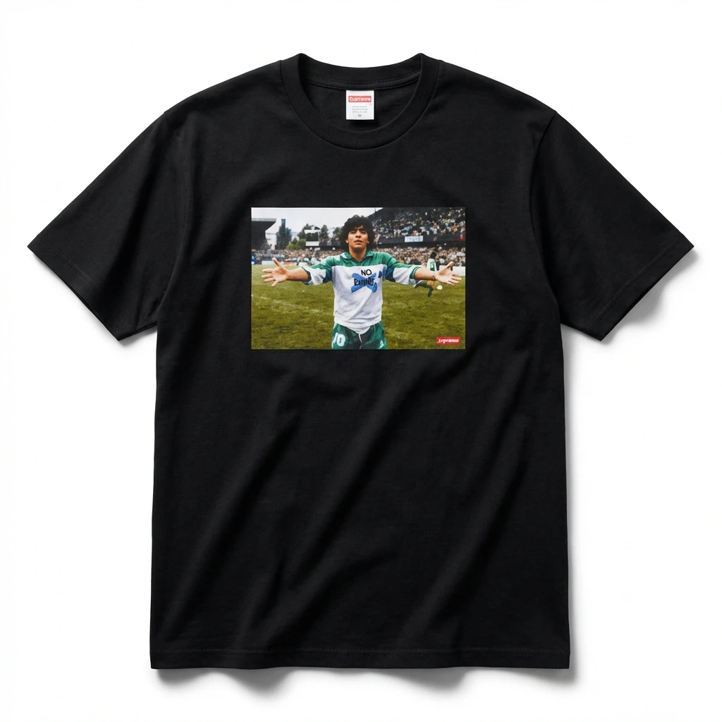 Supreme Maradona-style black T-shirt