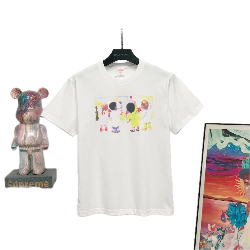 Supreme Kids Print Street Style White T-Shirt