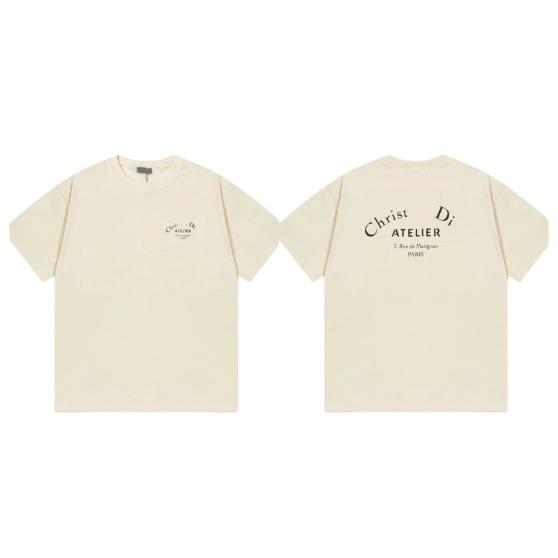 Dior Atelier Minimalist Style Beige Short-sleeve T-shirt