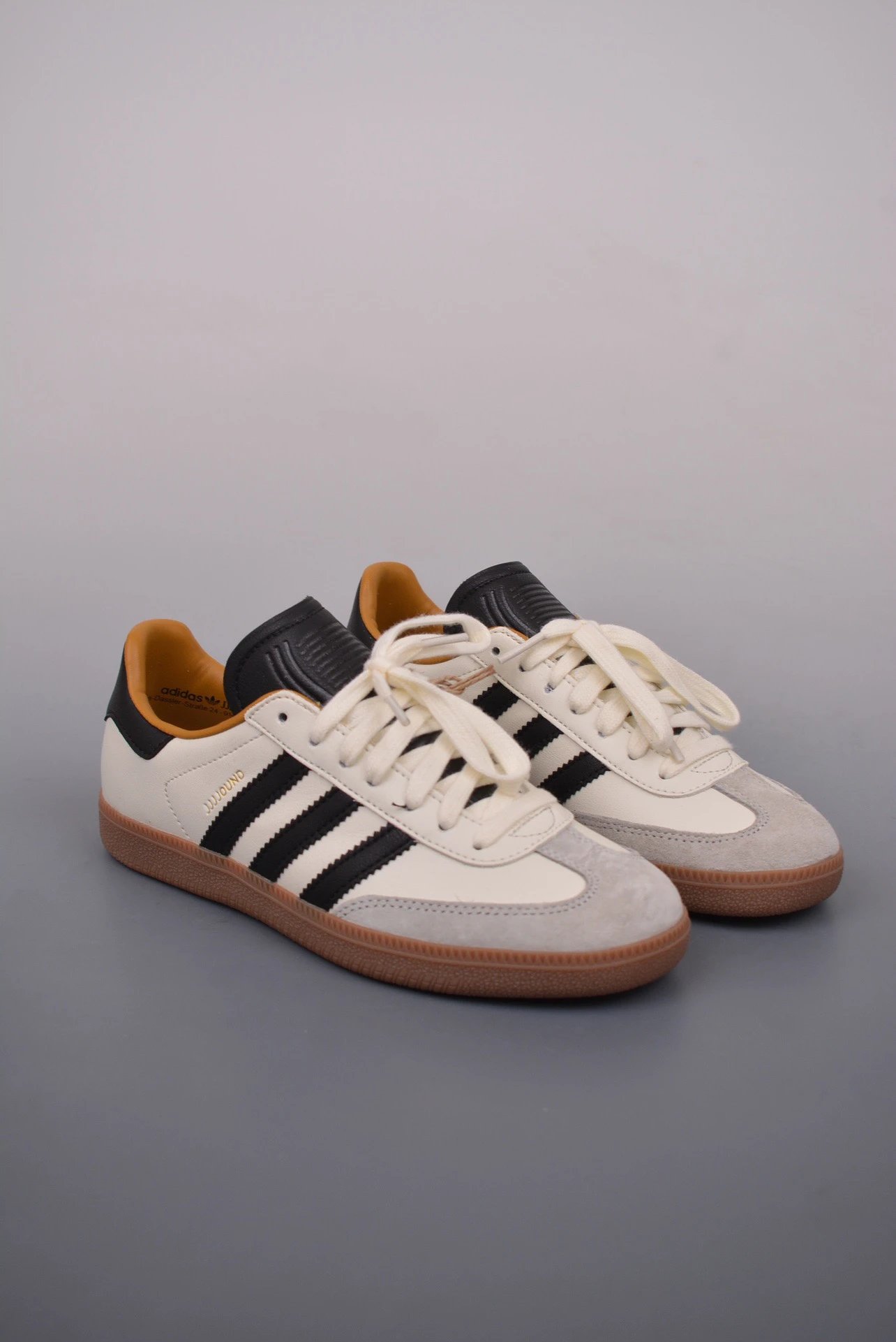 Adidas Low-Profile Sneakers in Cream and Black with Rounded Toe