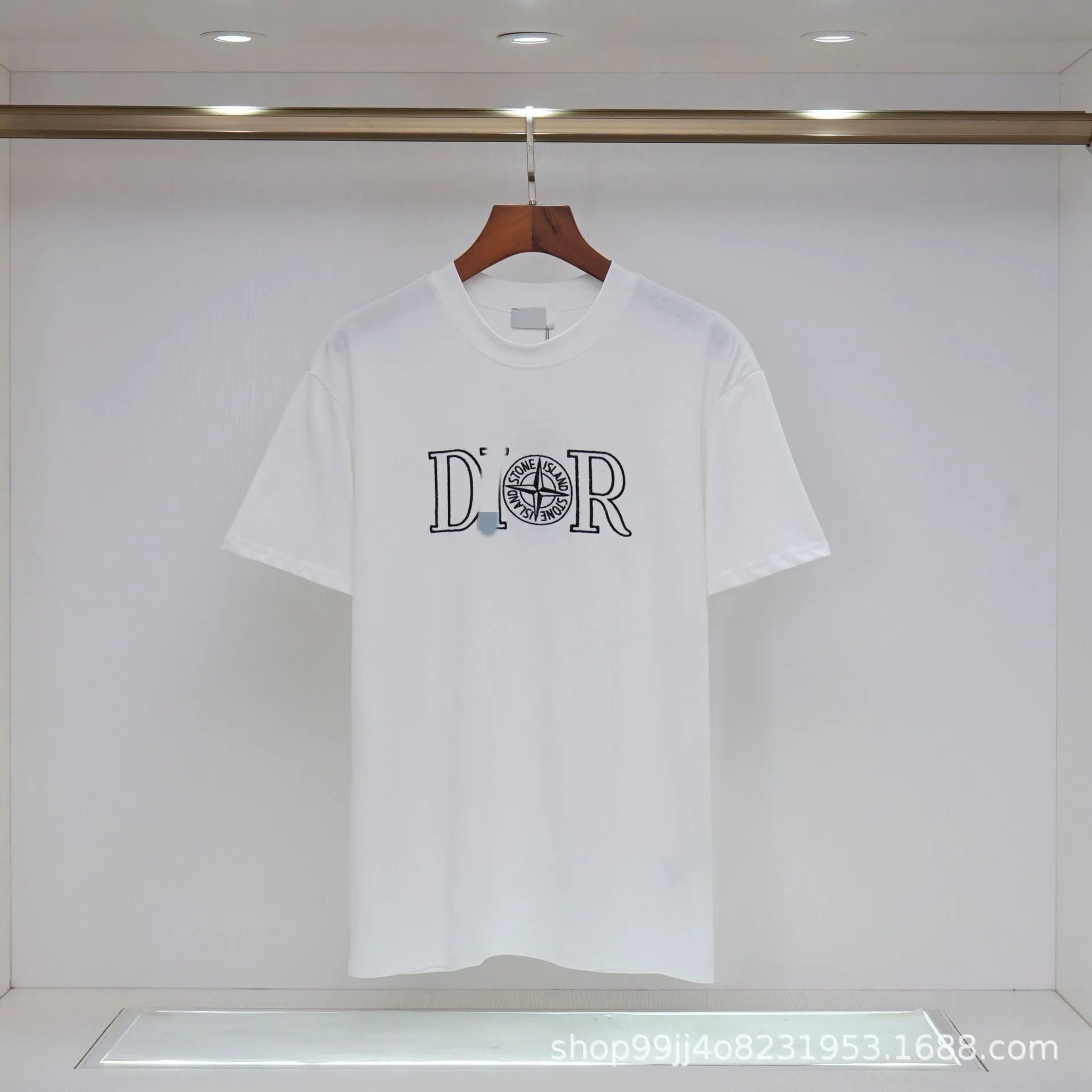 Dior x Stone Island Co-branded Casual Style White T-Shirt