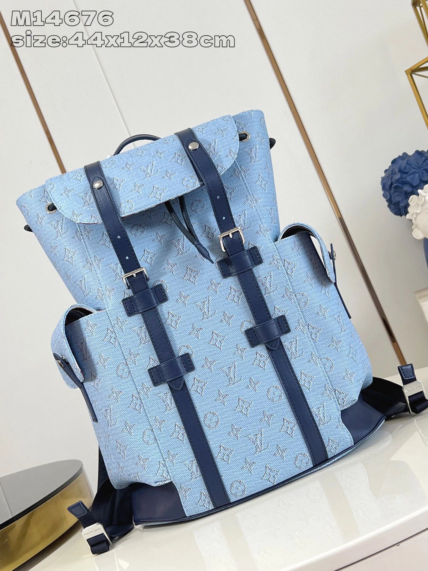 Light Blue Monogram Backpack Louis Vuitton Backpack for Streetwear Looks