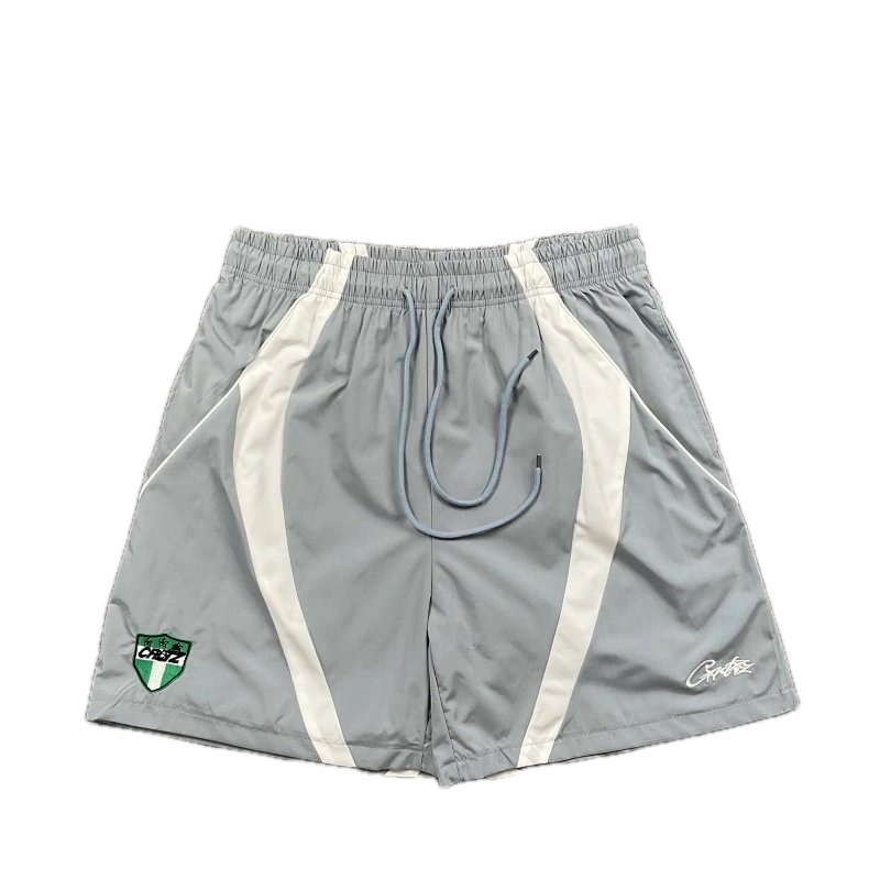 Corteiz Shield Logo Street Style Light Gray Athletic Shorts