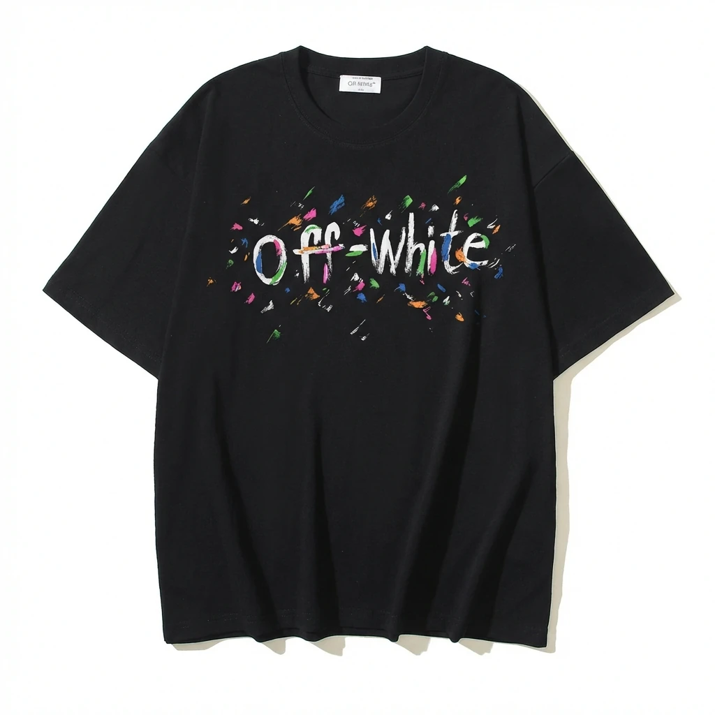 Off-White Graffiti Style Black T-shirt