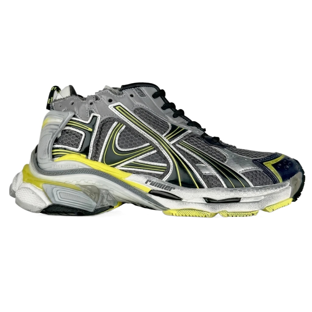 Balenciaga retro-style gray-yellow sports shoes