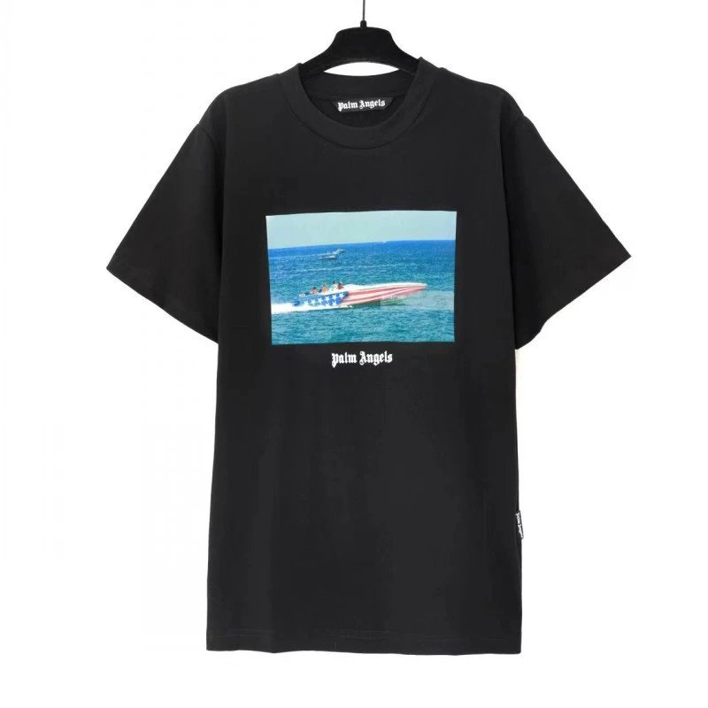Palm Angels Compact Logo T-shirt White Palm Tree for Smart Casual Looks