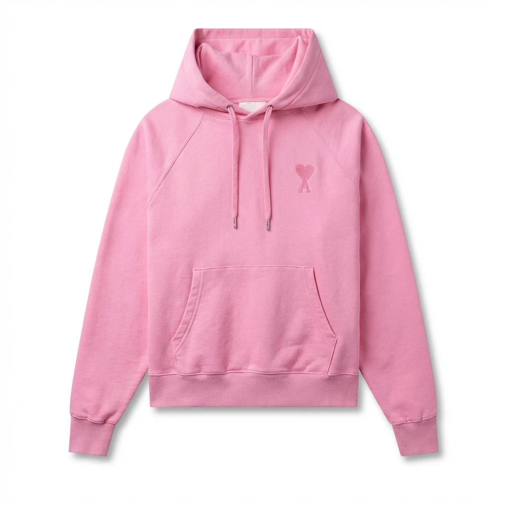 AMI trendy brand simple style pink hoodie