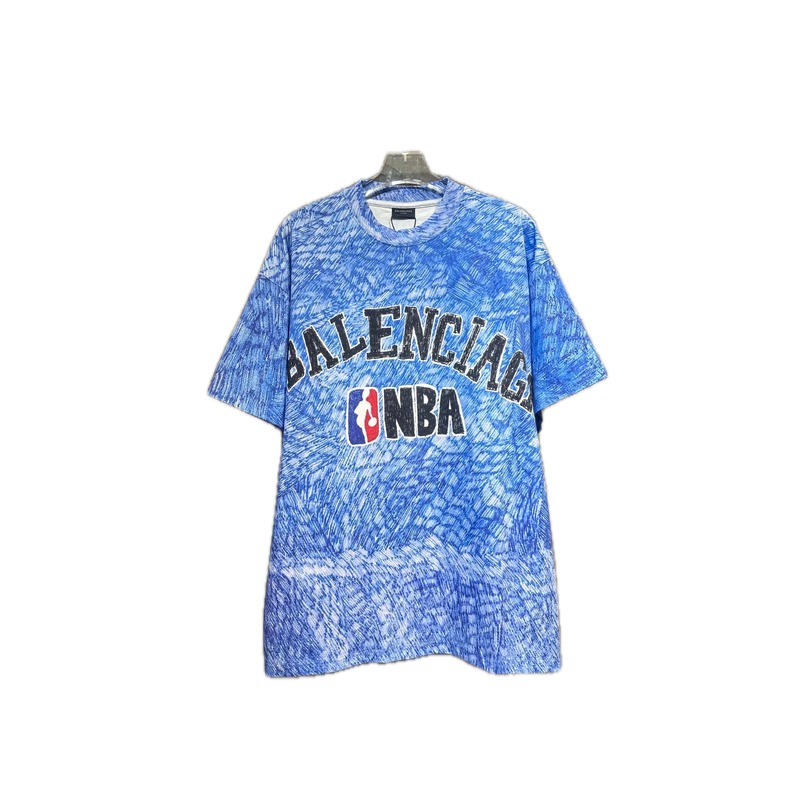 Balenciaga NBA Co-branded Blue T-shirt
