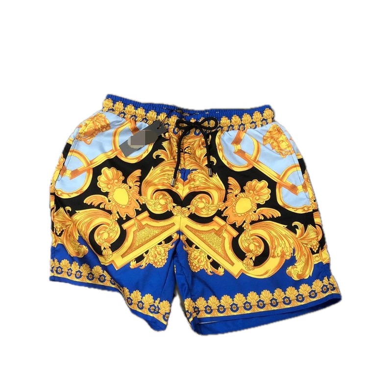 Versace Baroque Luxury Style Blue and Gold Casual Shorts