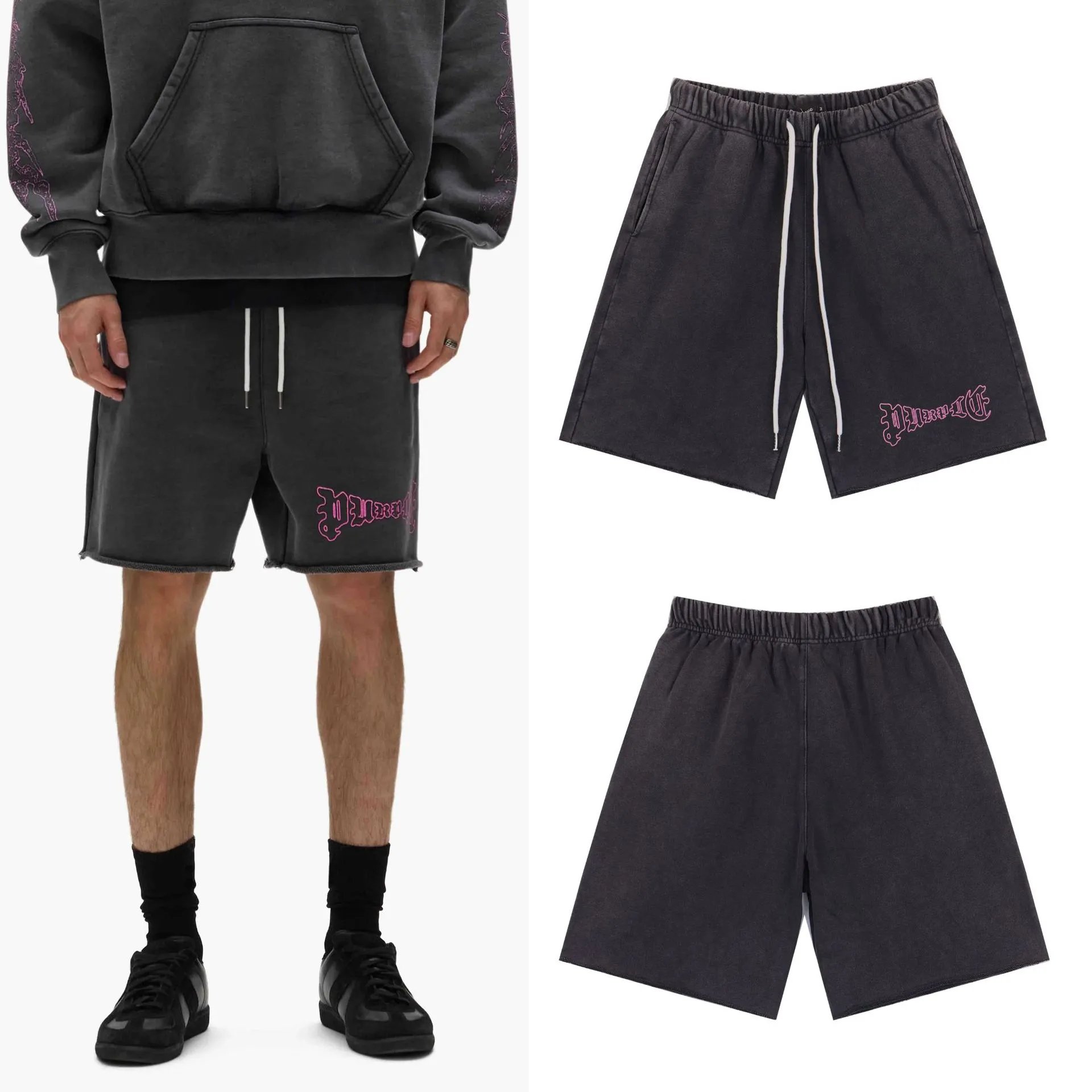 Godspeed Printed Gothic Style Charcoal Gray Shorts