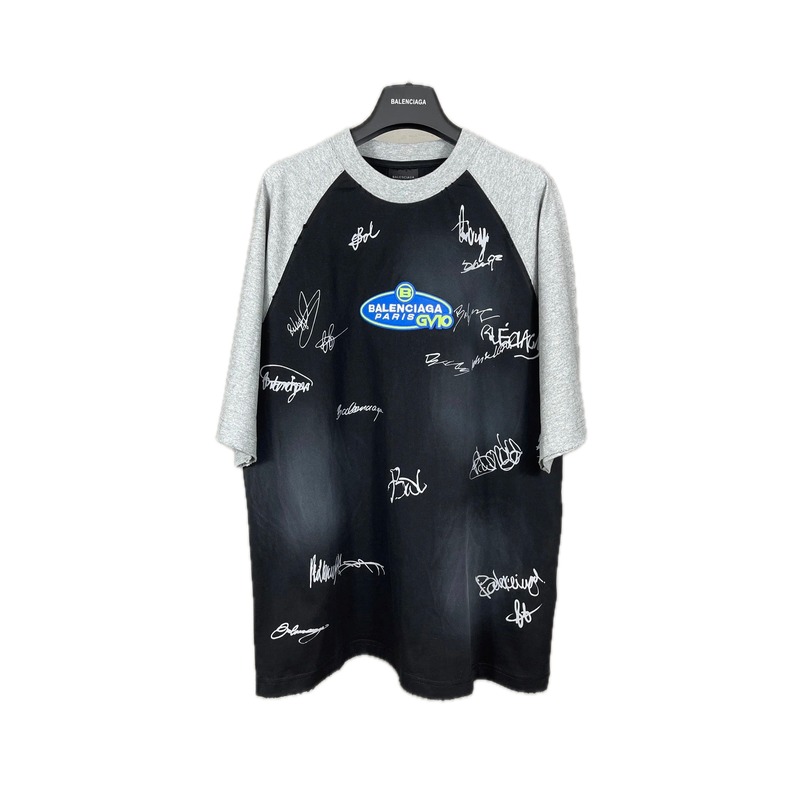 Balenciaga Signature Style Black and Grey T-shirt