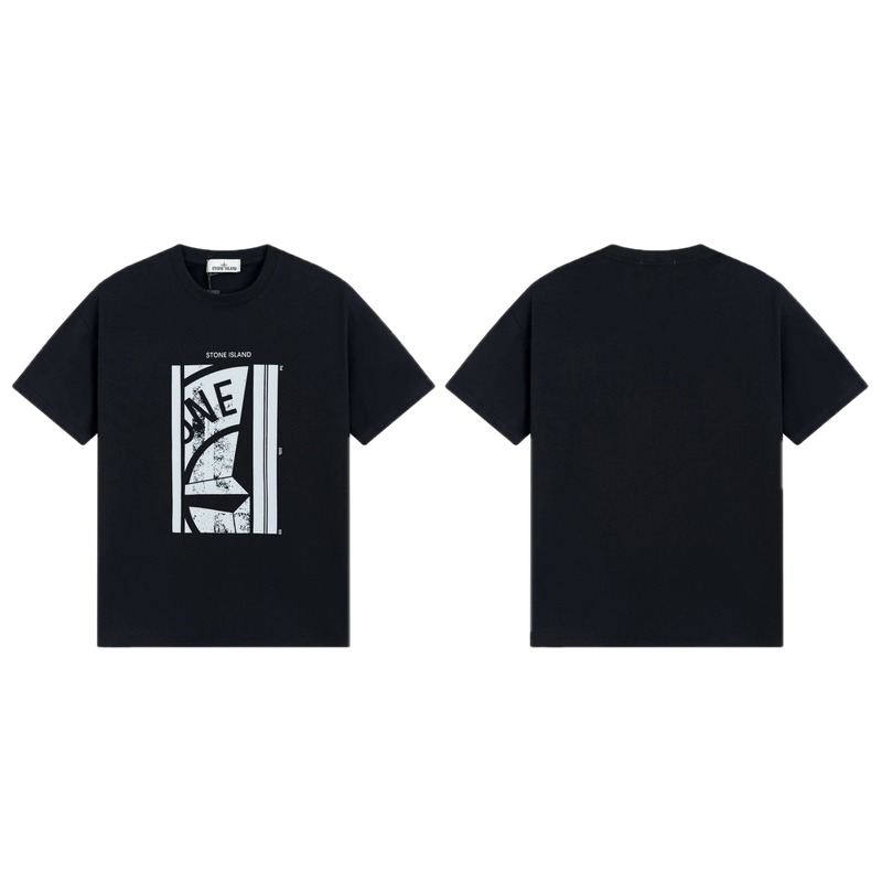 Stone Island Printed Street Style Black T-shirt