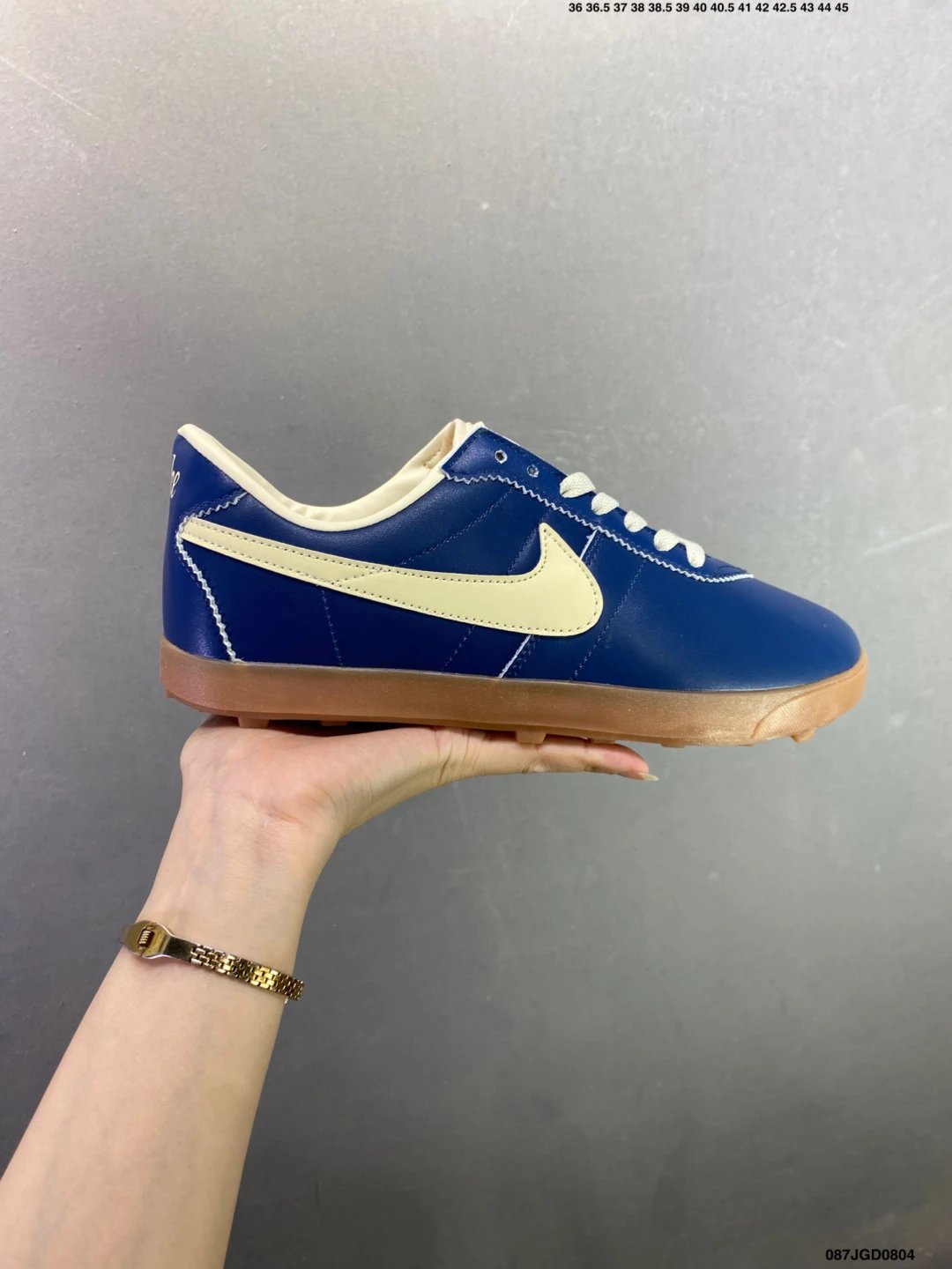 Nike Blue and Cream Waffle-Sole Runners Defined by Streamlined Toe