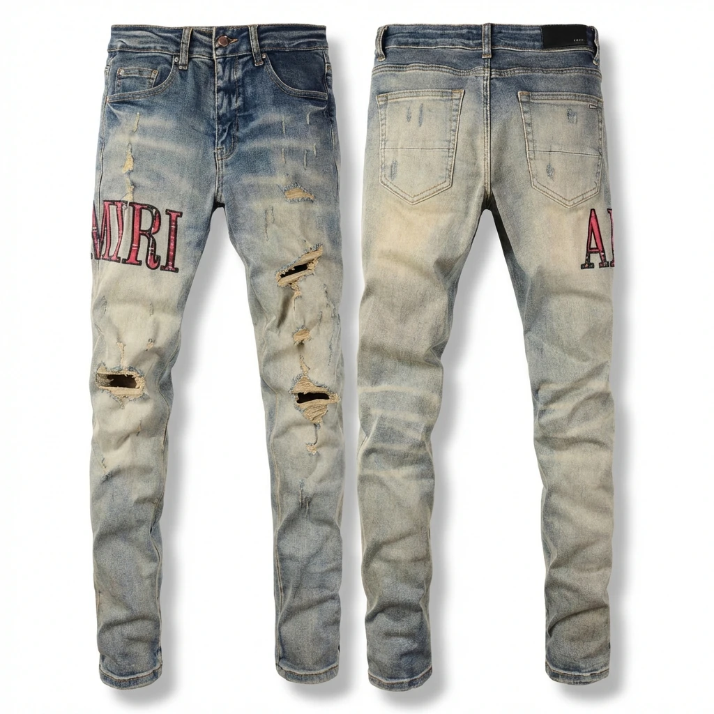 AMIRI Ripped Denim Trendy Pants