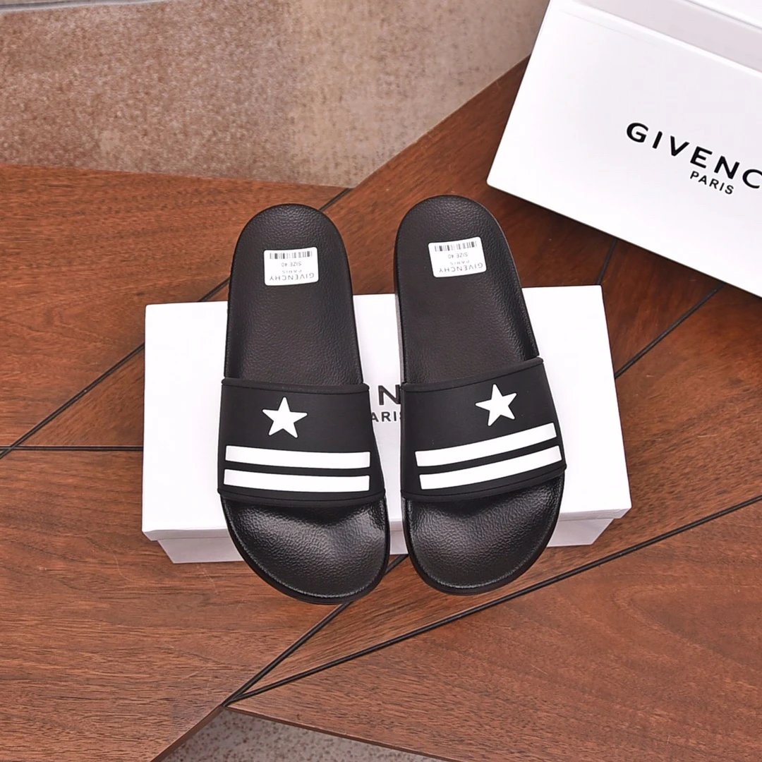 Givenchy Star-Stripe Trendy Style Black Slides