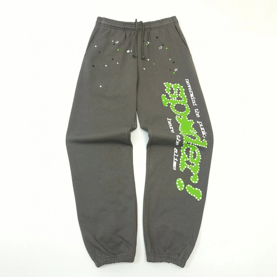 Sp5der Graphic Sweatpants - neon logo print and relaxed cuffed legs for streetwear