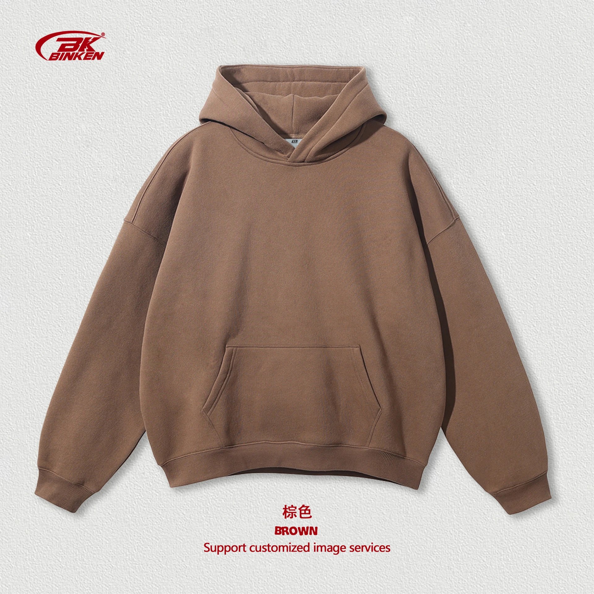 Logo Detail Pullover hoodie Navy Blank Kangaroo with Relaxed Feel