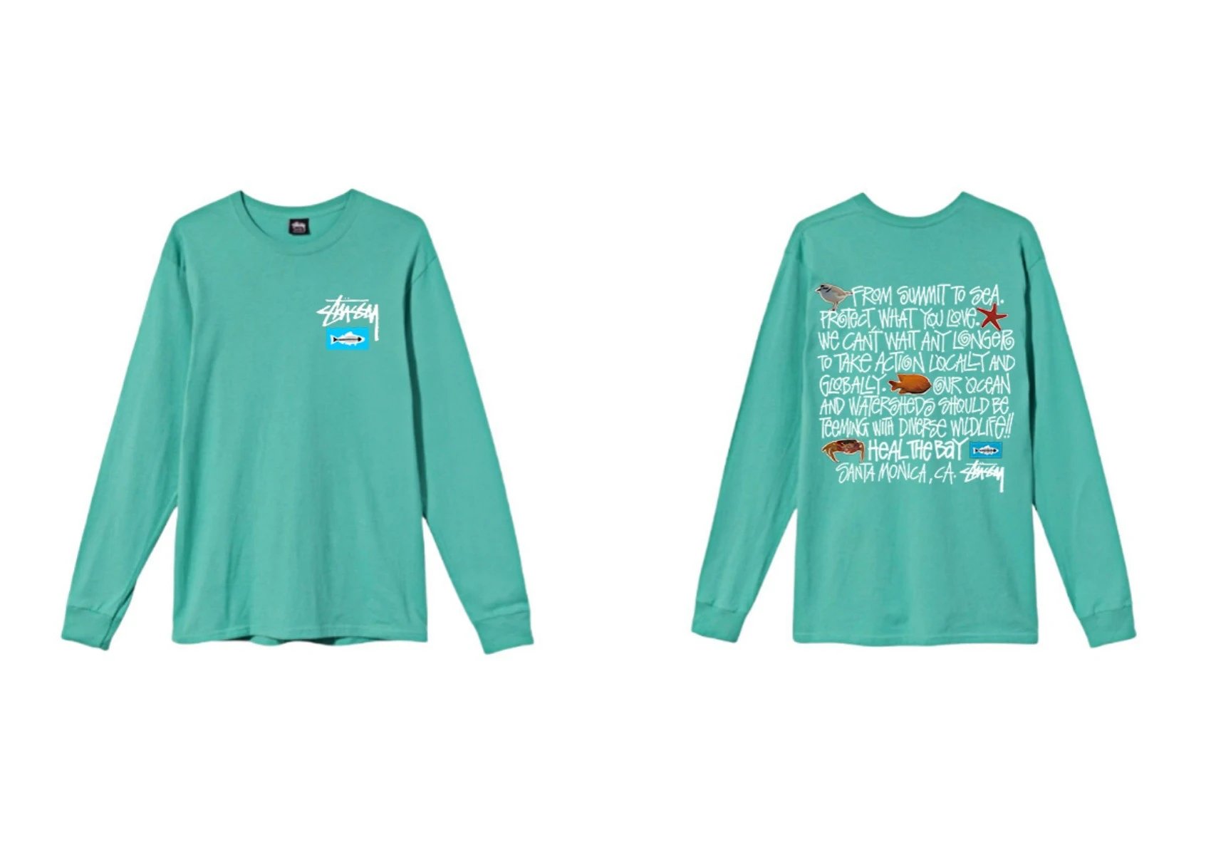 Stussy's eco-friendly mint green long-sleeved shirt