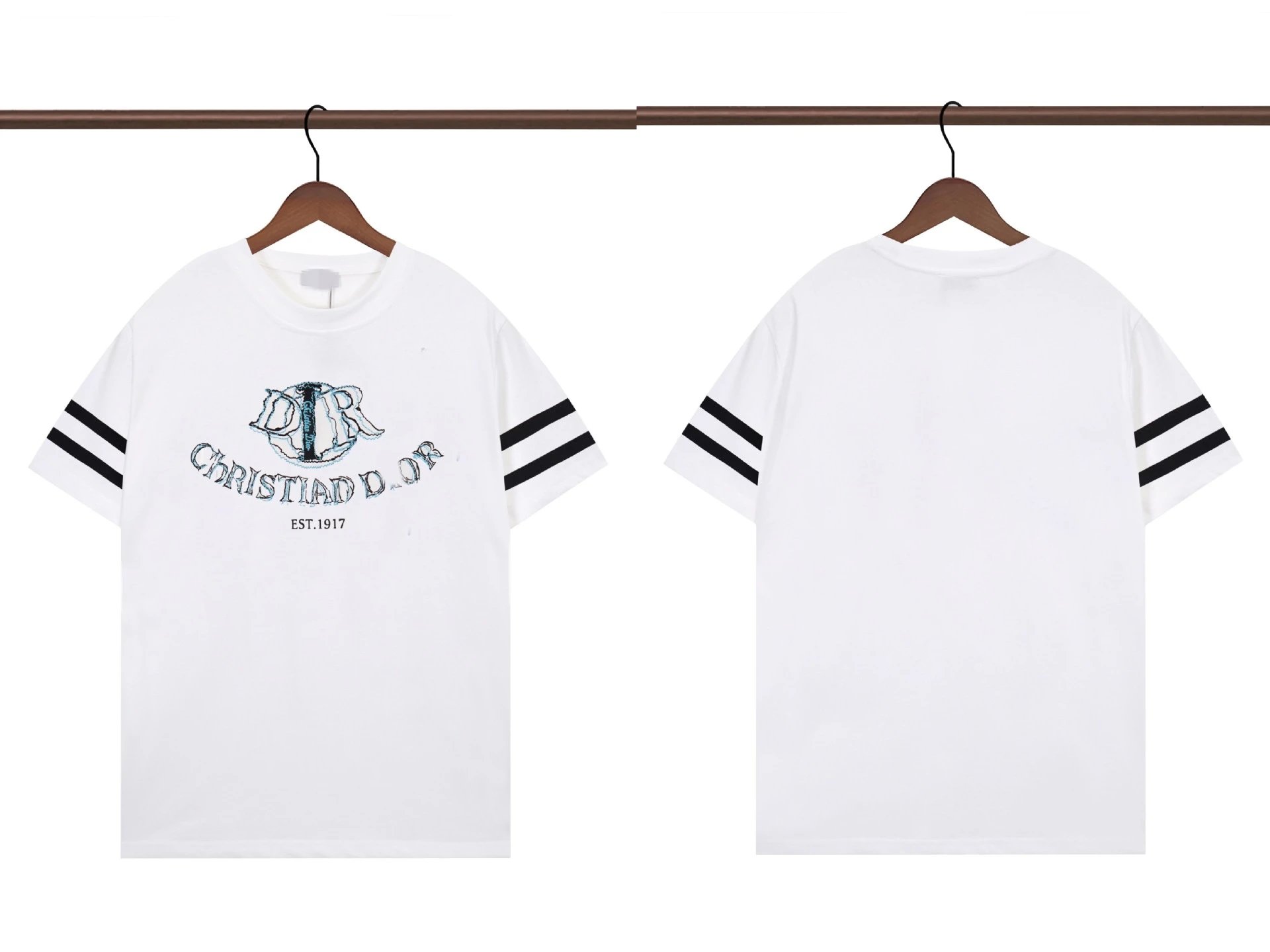 Dior Embroidered Collection Vintage Style White Short-sleeve T-shirt