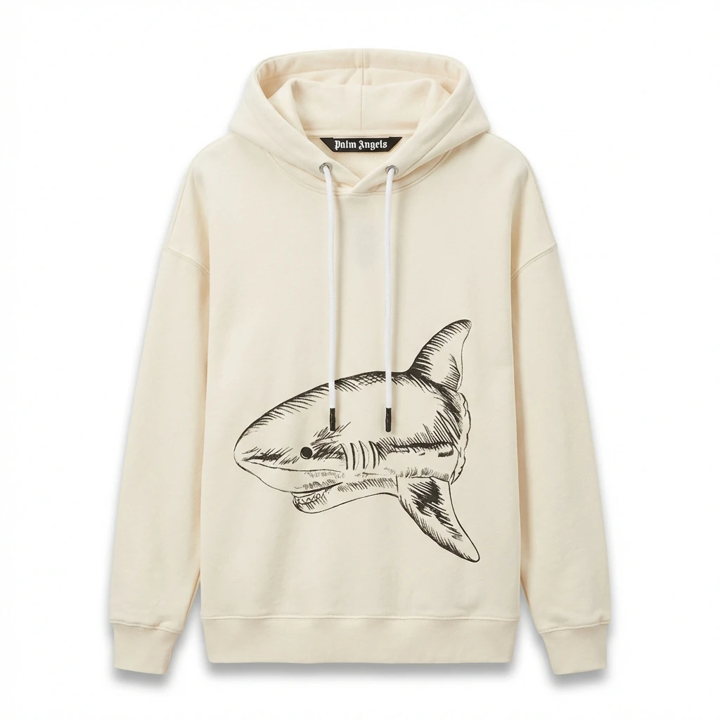 Palm Angels Shark Series Simple Style Beige Hoodie