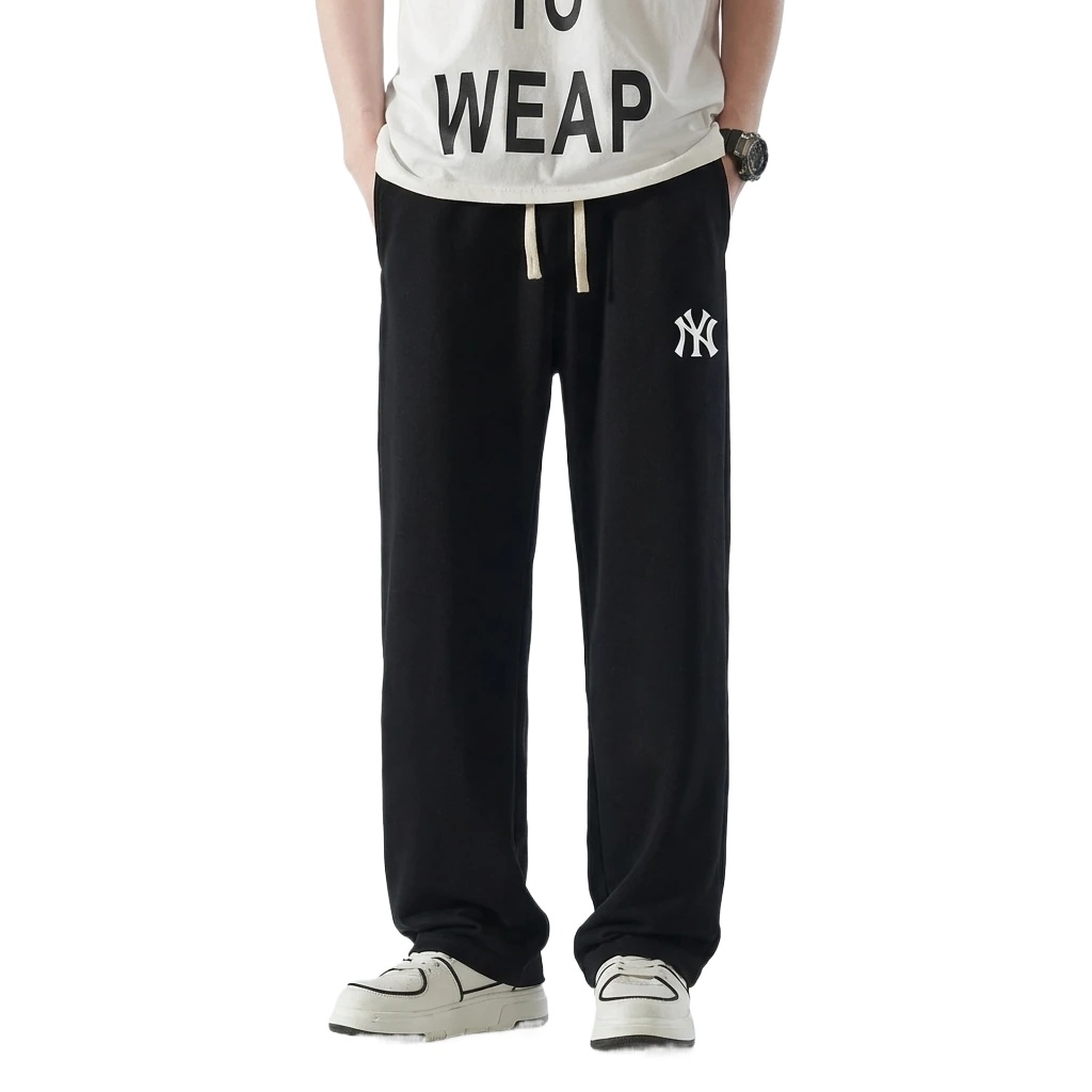 MLB fleece-lined and thickened casual black pants