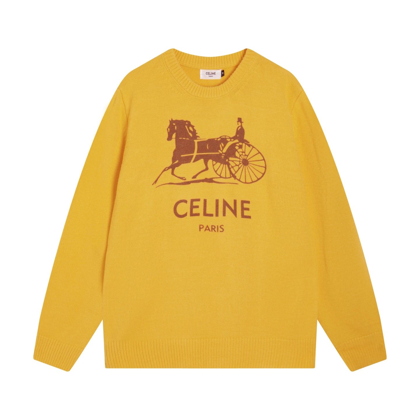 CELINE Yellow Logo Knit Sweater for Travel Packing