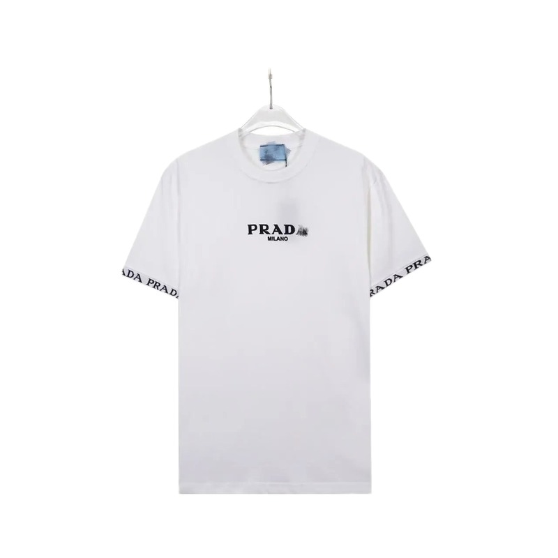 Prada Classic Webbing Minimalist Style White T-Shirt