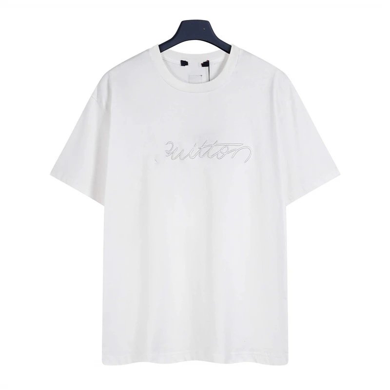 Louis Vuitton Embroidered Minimalist Style White Short-sleeve T-shirt