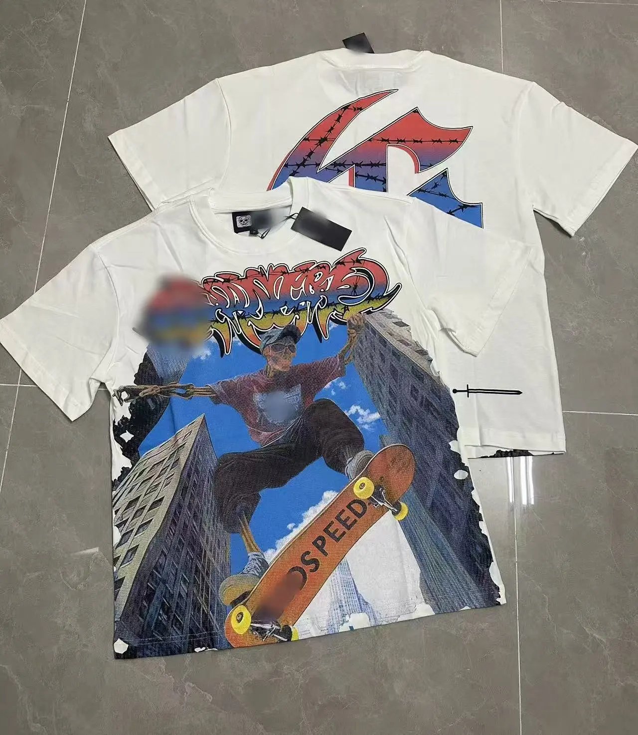GOD Skull Skateboarding Street Style White T-Shirt