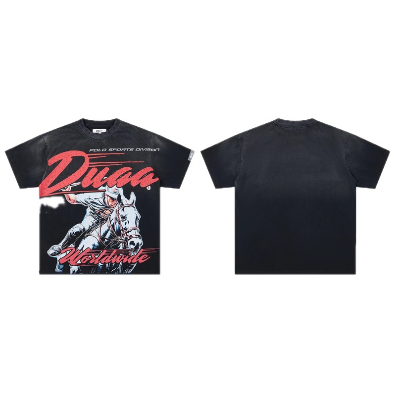 DUAA Vintage Style Black Polo T-Shirt