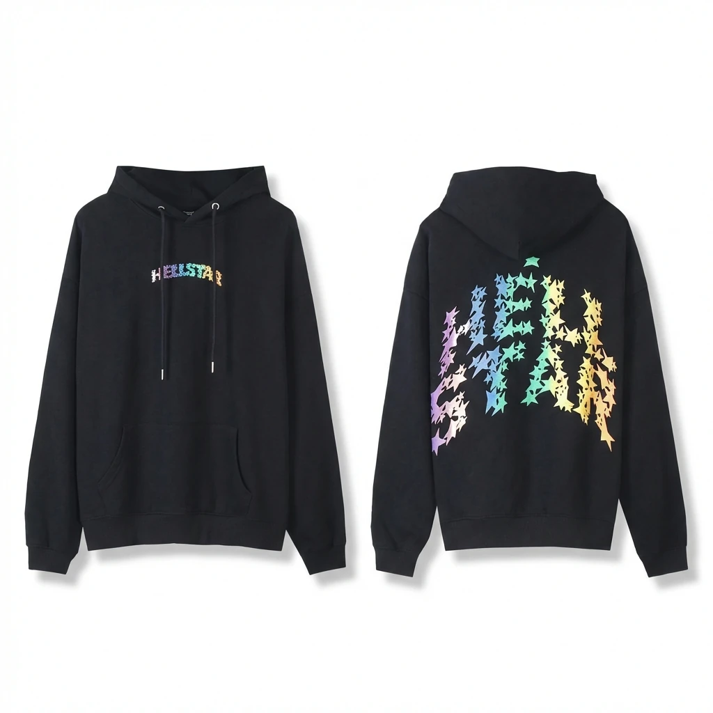 Hellstar Star Print Trendy and Cool Black Sweatshirt