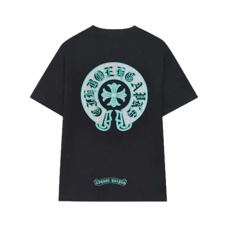 Chrome Hearts Cross Embroidered Vintage Style Black T-Shirt