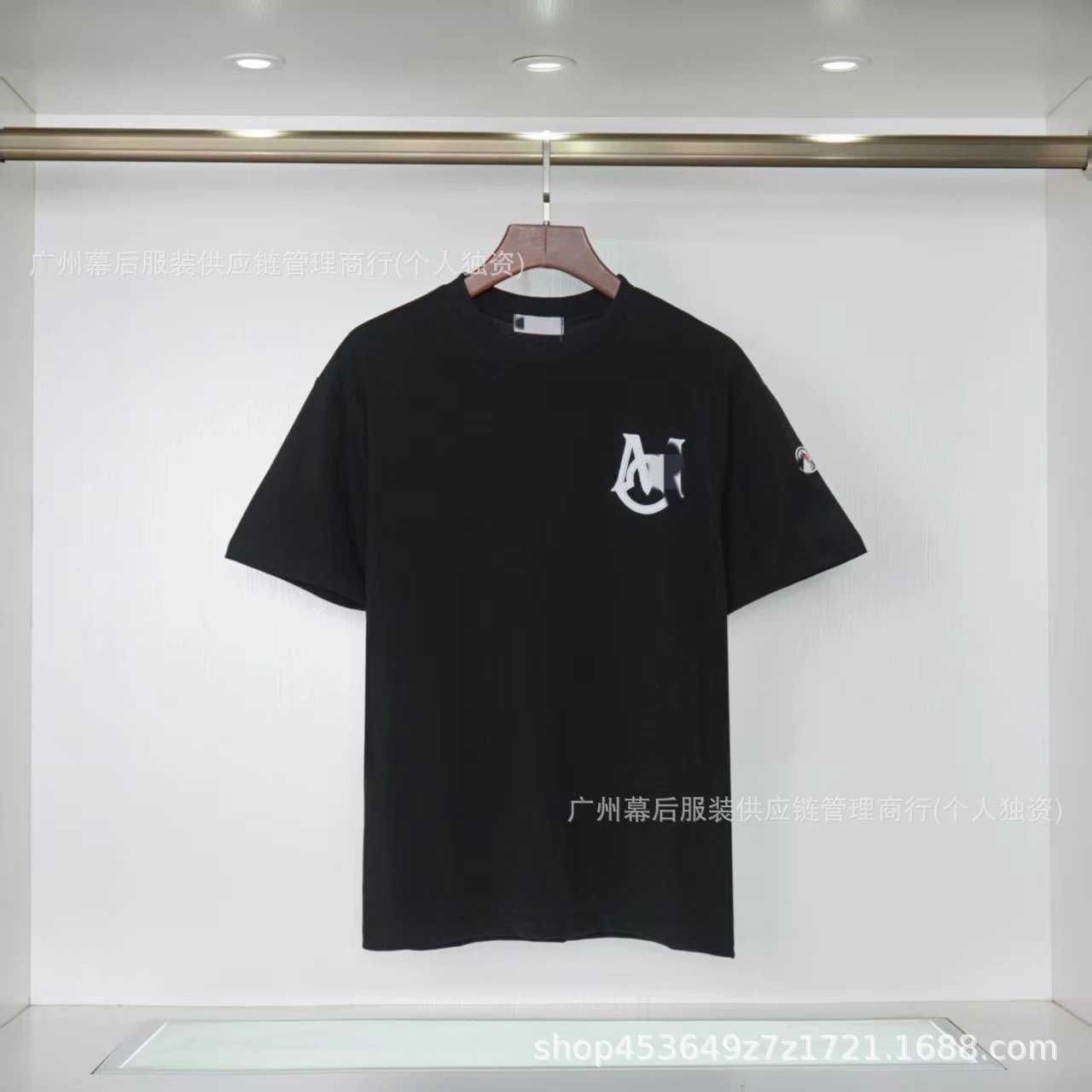 Moncler Printed Casual Style Black T-Shirt