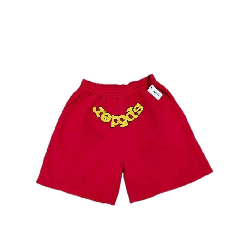 Sp5der Foam Print Street Style Red Casual Shorts