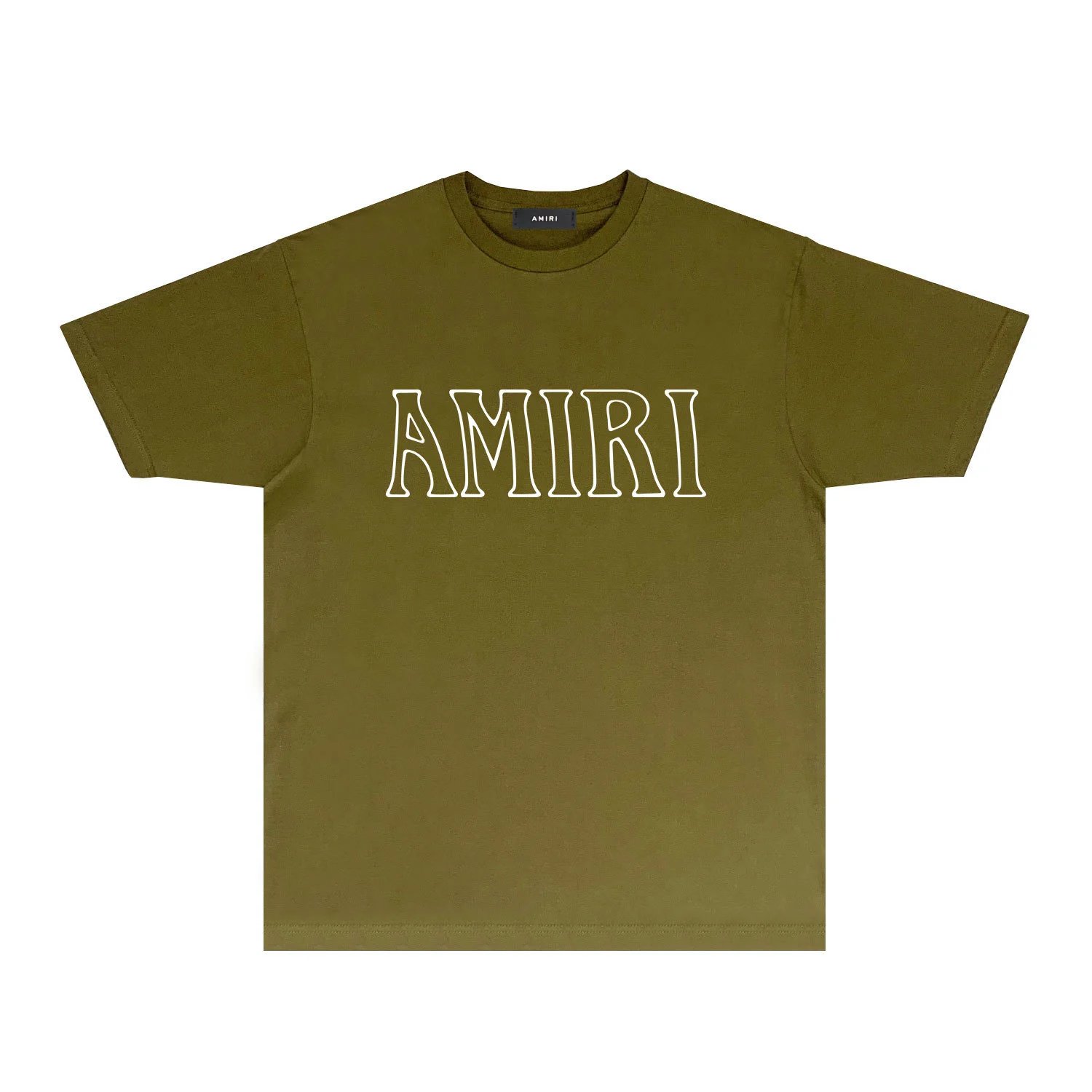 AMIRI Basic Style Trendy and Cool Olive Green T-shirt