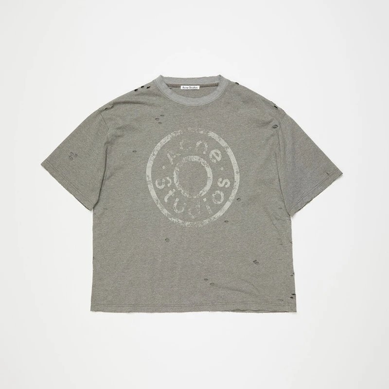 Acne Studios 2090-80 Gray Style Ac908041 Stockholm Logo T-Shirt Warm Weather