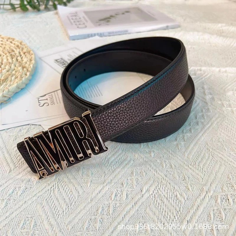 Amiri Logo Detail Logo belt Black Belt Metallic with Relaxed Feel