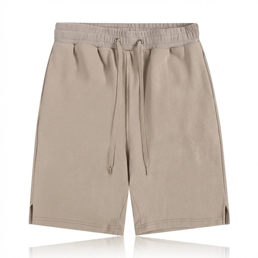 AMI Embroidered Trendy Brand Khaki Shorts