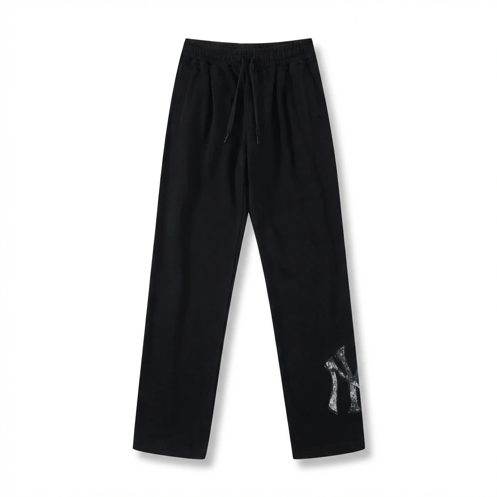 Classic trendy brand black trousers of MLB