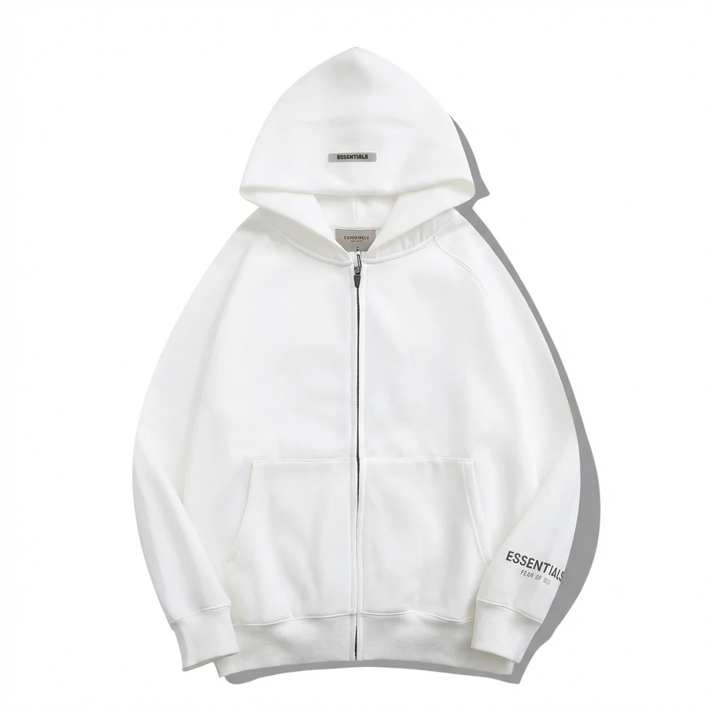 ESSENTIALS minimalist style white hoodie