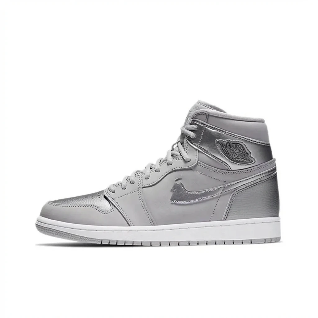 Jordan AJ1 High-Top Silver-Gray Trendy Shoes