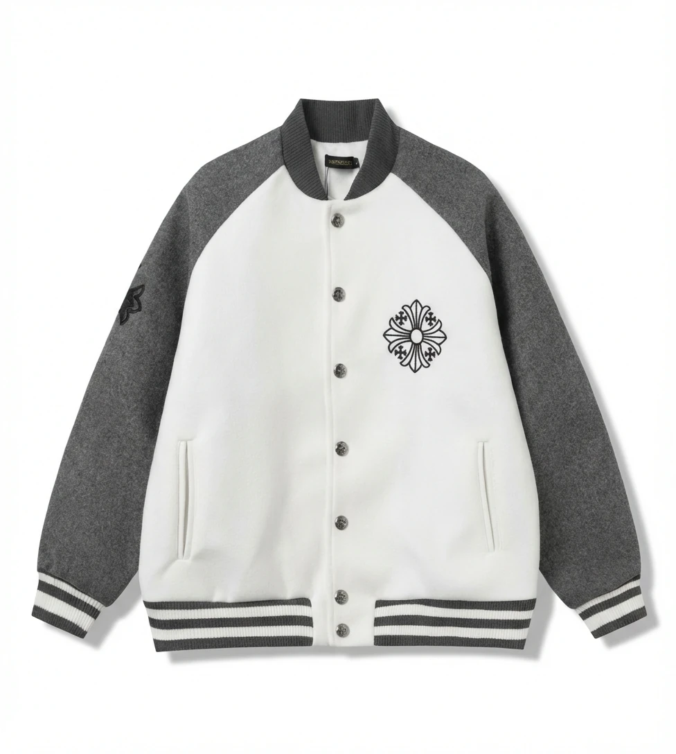 Chrome Hearts Retro Grey and White Collar Jacket